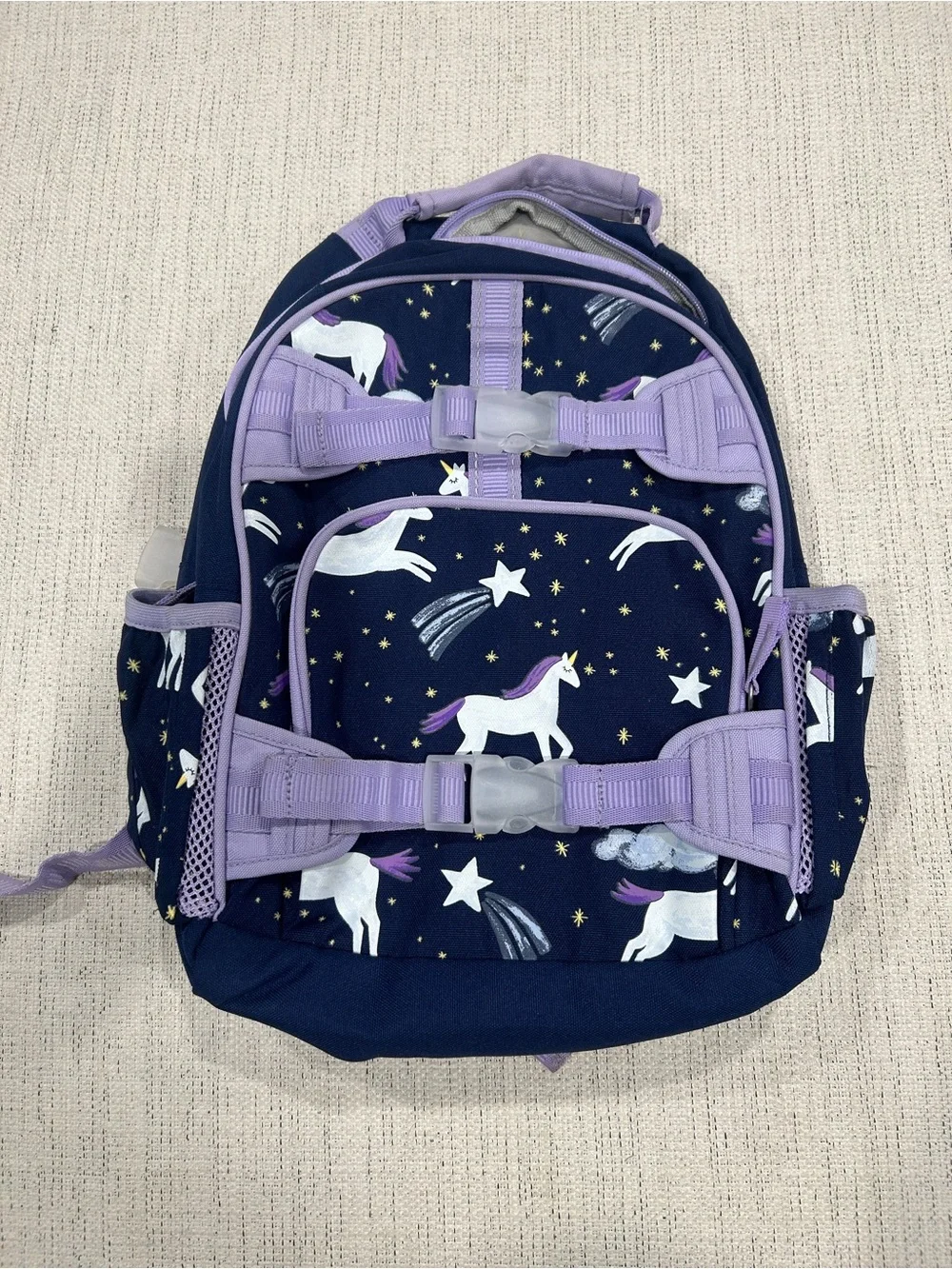 Mini Size Pottery Barn Kids Navy and Lilac Unicorn Backpack